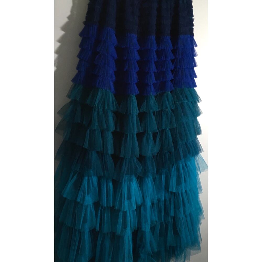 Beulah Style Women's Size Medium Blue Teal Mesh Layered Tiered Ruffle Skirt - Picture 4 of 7
